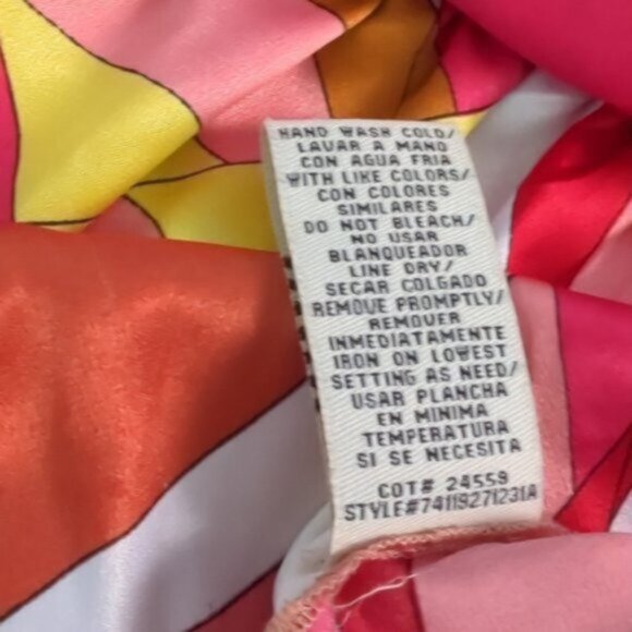 ECI satin retro print sleeveless tie waist blouse - Picture 6 of 7